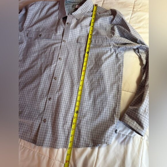 Men's Toad and Co. Plaid Long Sleeved Button Up Shirt, Blue Grey, Size XL - Picture 9 of 13